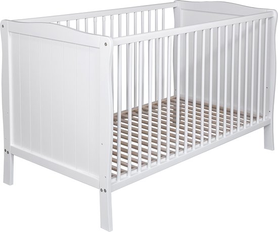 Cabino Meegroei Ledikant Met Lade en Veiligheidsrekje 70 x 140 cm Wit