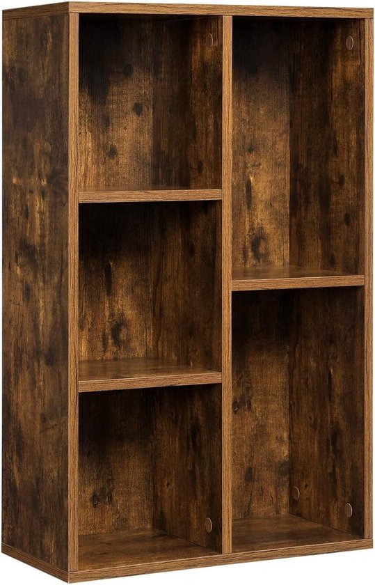 Nancy's Gardinski Boekenkast - Opbergkast met 5 Vakken - Kasten - Hout - Bruin - 50 x 24 x 80 cm