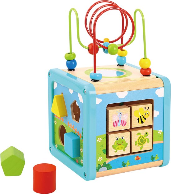 Tooky Toy Kralenframe Cube Junior 15,5 X 28 Cm Blauw 5-delig