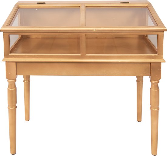 Clayre & Eef Vitrinekast 80x46x85 cm Goudkleurig Hout Glas Kastje