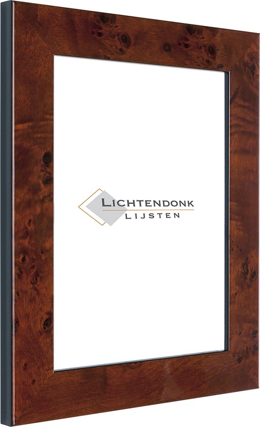 Fotolijst - Wortelnoot - 3 cm breed profiel - Fotomaat 50x60 - Ontspiegeld ACRYLITE® - Art.nr. 10592150603