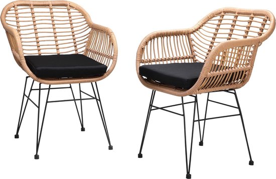 Casaria Polyrattan Kuipstoel Bali - met Kussens – 2 Stuks
