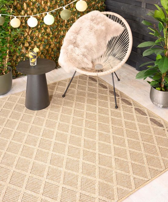 Buitenkleed ruiten - Retreat beige 200x290 cm