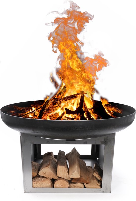 HEAT Vuurschaal Fresvik Ø80 cm - L 80 x B 80 x H 50 cm - Staal - Zwart- Vuurkorf - Vuurschaal BBQ - Vuurschaal voor buiten - Terraskachel - Tuinkachel Terrashaard - Vuurkorf voor buiten - Vuurkorf BBQ - Vuurton - Terraskachel