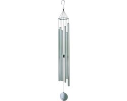 Nature's Melody Aureole Tunes  - Windorgel - Muzikaal gestemd -  Muziek windgong met 6 mat zilver stalen buisen -144CM Voor een rijk en rustgevend geluid