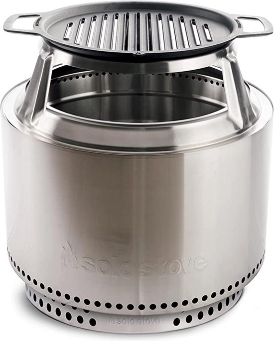 Solo Stove Yukon Gietijzeren Grillset 2.0 | inclusief Rookvrije Vuurplaats mét Standaard, Grillplaat, Roestvrijstalen Adapter, Houtverbranding, Met uitneembare aslade, 66,5 x 44,5 cm, 28 kg