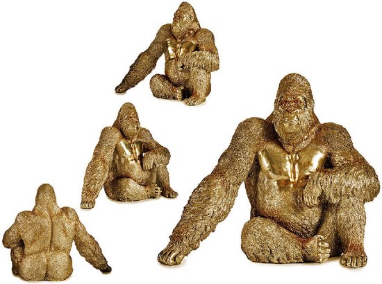 Decoratieve figuren Gorilla Gouden Hars (36 x 50 x 62 cm)