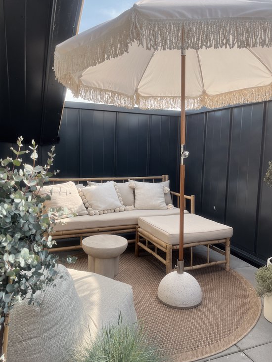 zomersale - Jute Buitenkleed Rond - Tuintapijt - Outdoor - Beige/naturel 200cm - Mrcarpet