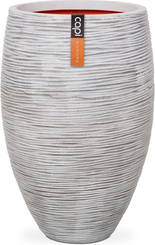 Capi Europe - Vaas elegant deluxe Rib NL - 56x84 - Ivoor - Opening Ø38 - Voor binnen en buiten - Levenslang garantie - Breukbestendig - 100% Recyclebaar - KOFI1132
