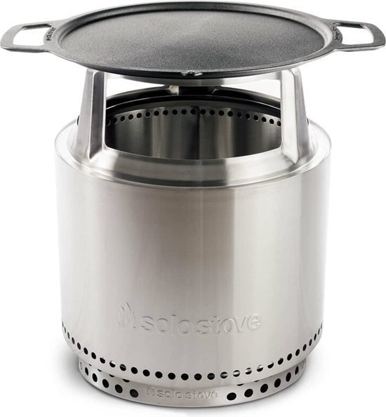 Solo Stove Bonfire Gietijzeren Bakplaat Set 2.0 | inclusief Rookvrije Vuurplaats mét Standaard, Grillplaat, Roestvrijstalen Adapter, Houtverbranding, Met uitneembare aslade, 63 x 44,5 cm, 19,6 kg