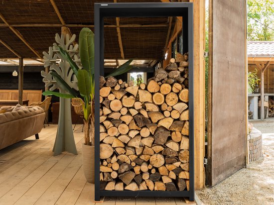 Garden of Steel - Houtopslag Zwart - Cortenstaal - 1000x400x1800 mm