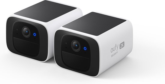 eufy security S220 SoloCam Dual Pack - Zwart en wit,Solar Security Camera - Wireless Outdoor Camera - Forever Power - 2K Resolution