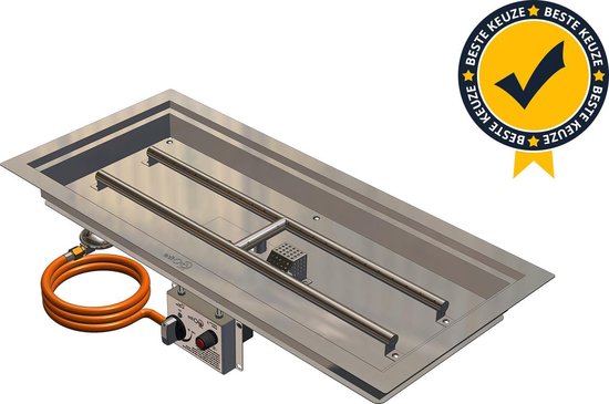 GoFire Inbouwbrander rechthoek - 79 x 36cm