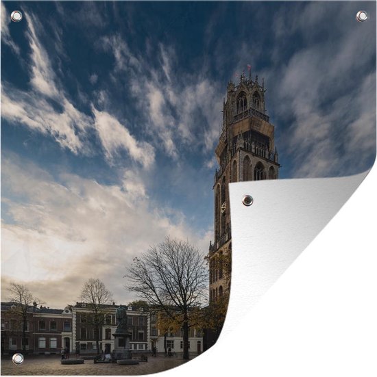 Tuin poster Zon - Domtoren - Utrecht - 200x200 cm