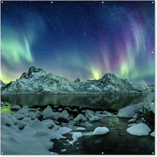 Tuin poster Zee - IJs - Noorderlicht - Winter - Natuur - 200x200 cm