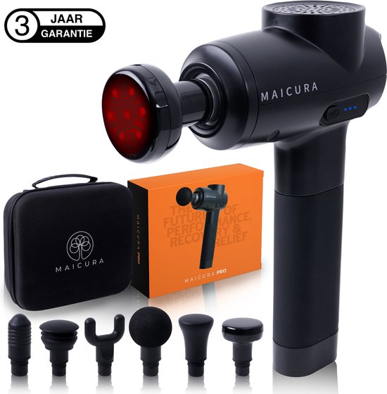 Maicura PRO - Massage Gun - 3 jaar garantie - Infrarood - Massage - Massage Apparaat - Professioneel -Inclusief E-book - Koffer - Zwart