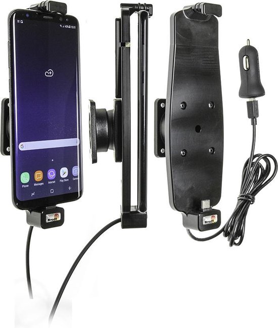 Brodit verstelbare houder-lader Samsung Galaxy S8+/S9+/S10+ met USB sig.plug 12/24V