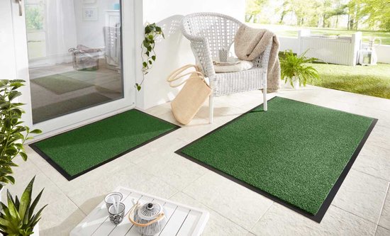 Modern effen deurmat Garden Brush - groen 90x150 cm