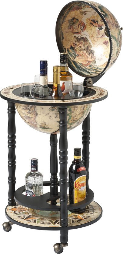 Brulo Wereldbol  Globe Globebar barglobe Vespucci Zwart/Wit 33 cm