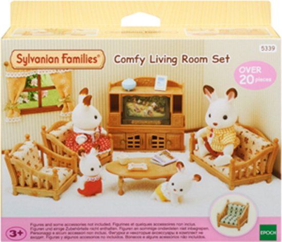 Sylvanian Families  5339 woonkamerset- poppenhuismeubel- 20 onderdelen- 2 dessins voor meubels