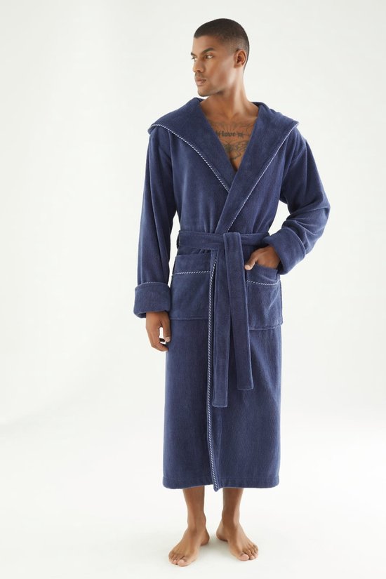 Heren Bamboe Katoen Badjas Matteo / Blauw / maat XXXL