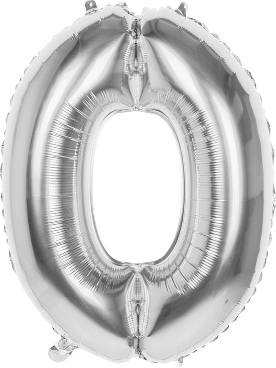 Boland - Folieballon '0' zilver (86 cm) 0 - Zilver - Cijfer ballon