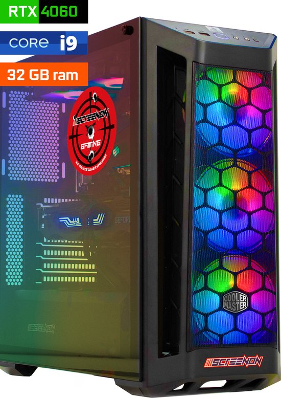 ScreenON - Game Computer / Gaming PC - Intel Core i9 - 1TB M.2 SSD - 32GB RAM - RTX 4060 - Game PC TX46290 - Windows 11