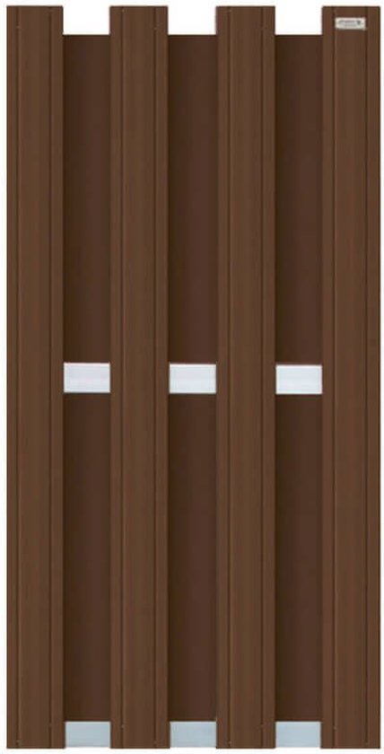 Schutting composiet Design donkerbruin met blank aluminium frame (90 x 180 cm)