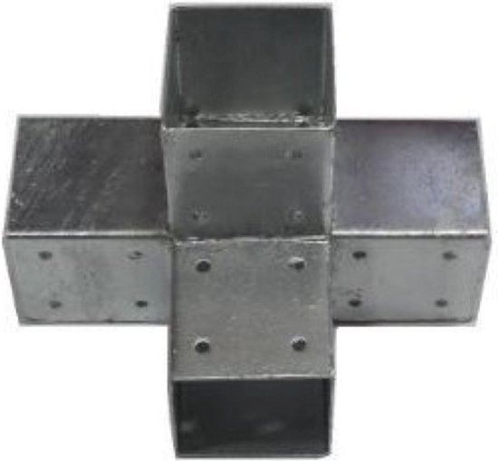 4-Weg Hoekverbinding voor Vierkante Houten Palen 70x70mm - Vuurverzinkt
