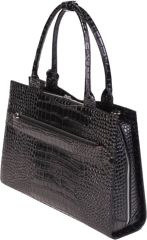 SOCHA Dames Laptoptas 15.6 inch Croco Jet Black