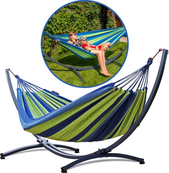 Hangmat met standaard – 2 persoons – EXTRA STABIEL frame tot 220 kg – Hangmatsets - Grande Singa