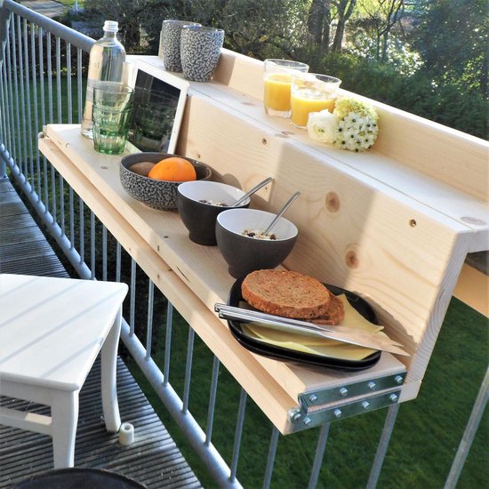 GoudmetHout Inklapbare Balkontafel - 99 cm - Hout - Transparante waslaag