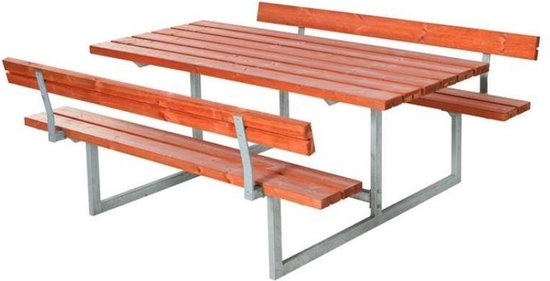 Picknickset vuren geimpregneerd - Basic gegrond teak 2 rugleuningen 184 x 177 x 75 cm
