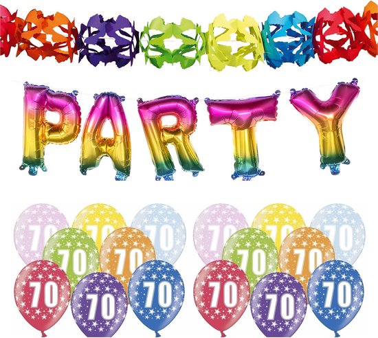 Partydeco - 70 jaar feestartikelen pakket slingers/ballonnen/letters