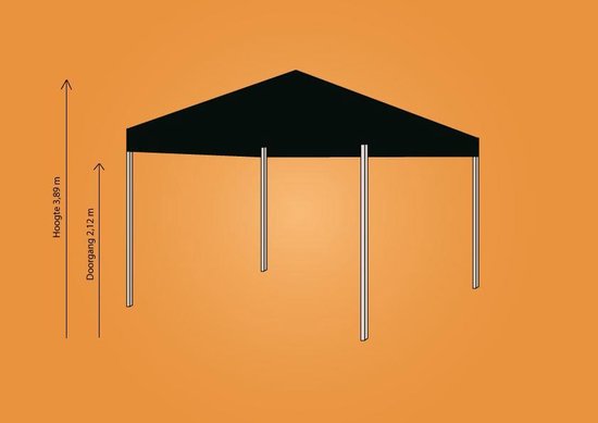 Plooitent 4x4 - Vouwtent 4x4 - Easy Up 4x4 - ALU - Kleur: ZWART INCL ZIJWANDENSET