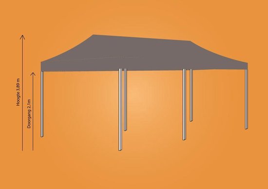 Plooitent 4x8 - Vouwtent 4x8 - Easy Up 4x8 - ALU - Kleur: ZAND INCL ZIJWANDENSET