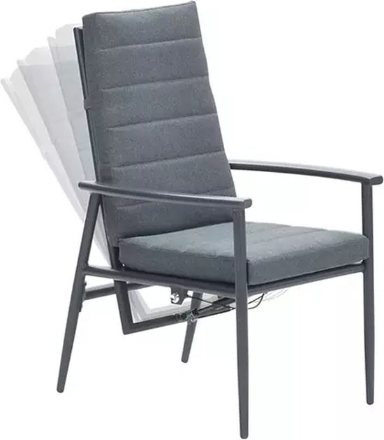 Garden Impressions Biola verstelbare tuinstoel - aluminium - donker grijs/licht grijs