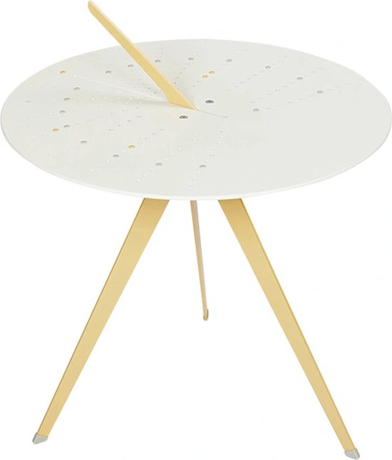 Weltevree | Sundial Table | Koffietafel Rond Zonnewijzer | Bijzettafel Tuin, Tuintafel, Salontafel Buiten | Aluminium Staal Gepoedercoat | Zandgeel RAL 1002