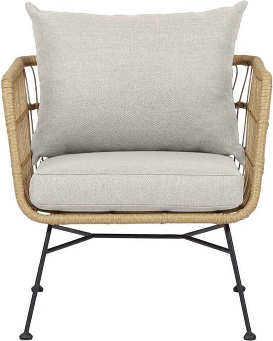 Lisomme Dax rotan tuinstoel naturel met kussens beige