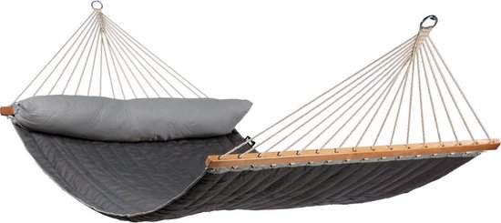 Hangmat Tweepersoons 'American' Grey (Grijs) | Bijpasende opbergtas | 180 KG | 1% For The Planet | Tropilex