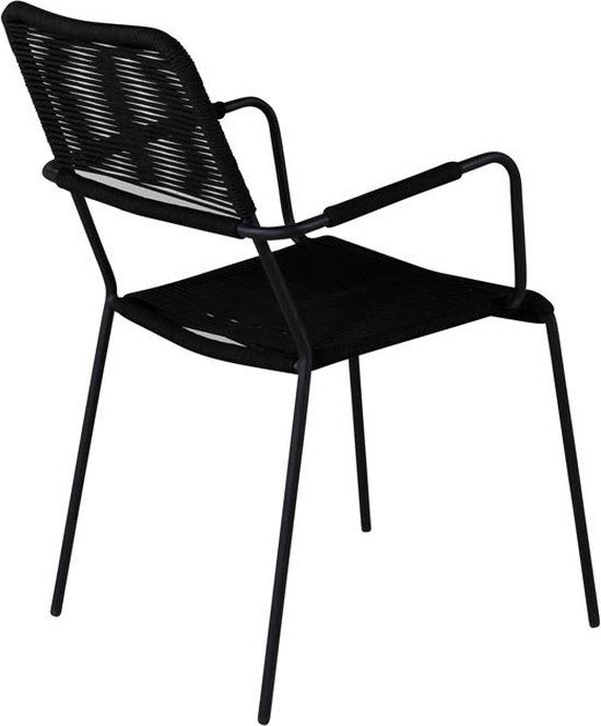 Lindos tuinstoel met armleuningen stapelbaar zwart.