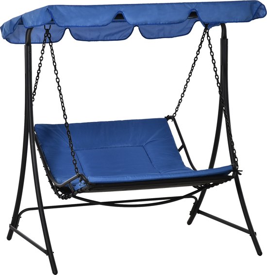 Outsunny Schommelligbank met dak Hollywoodschommel ligbank voor buiten voor 2 personen staal grijs 84A-072