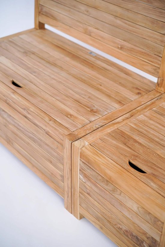 Kleine teakhouten tuin bijzettafel met opbergruimte - 40 x 60 x 40 cm - Multifunctioneel - Bijzettafel - Voetenbank - Balkonstoel