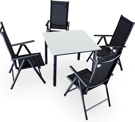 Casaria Tuinset Bern – 4 Stoelen & 1 Tafel – Aluminium - Antraciet