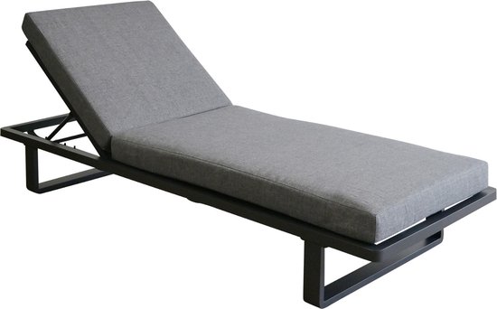 Ligbed Sint Maarten | met kussen | Black | Aluminium & Textileen