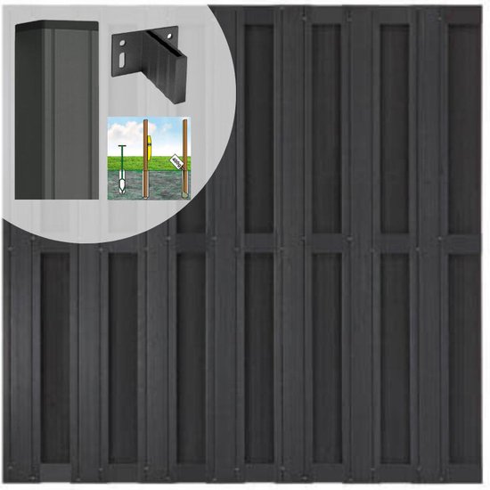Schutting set composiet Stijl antraciet met antraciet aluminium frame (7,54 meter)