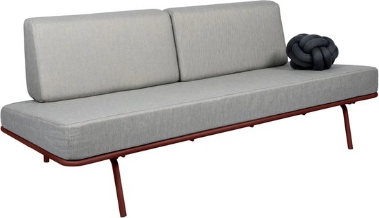 Weltevree | Sofabed | Ligbed Tuin, Zonnebed, Loungebed Buiten Loungebank | Tuinmeubel | Waterdicht | Max, 250 Kg | Lichtgrijze Kussens & Rood Frame
