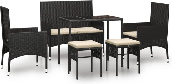 vidaXL-6-delige-Loungeset-met-kussens-poly-rattan-zwart