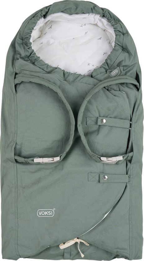 Voksi Carry - Zachte reiswieg en voetenzak kinderwagen - Wandelwagen - Carry Sea Green