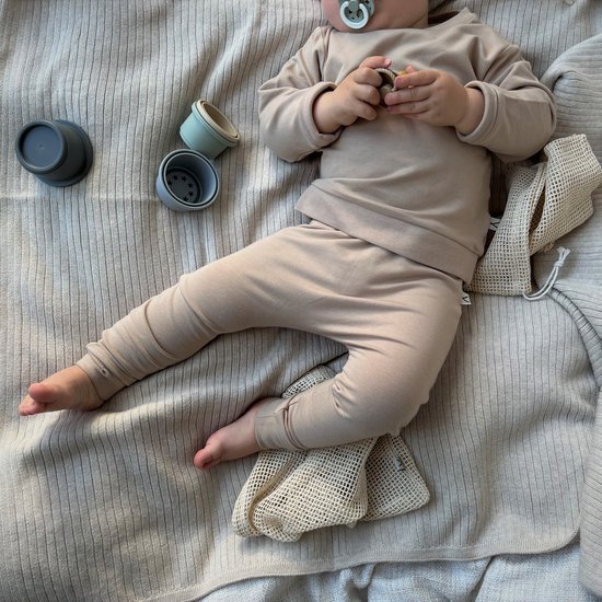 BAKIMO Baby & Kids Loungewear - Biologisch Bamboe Katoen - Sweater set broek en trui - Sand / Bruin - 62/68